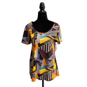 LuLaRoe Gold Brown Geometric Classic T, Size X-Small